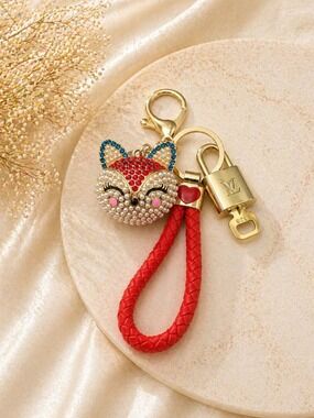 LV Gold Padlock 🔑 Authentic Louis Vuitton Charm + Unbranded Fox Head Keychain